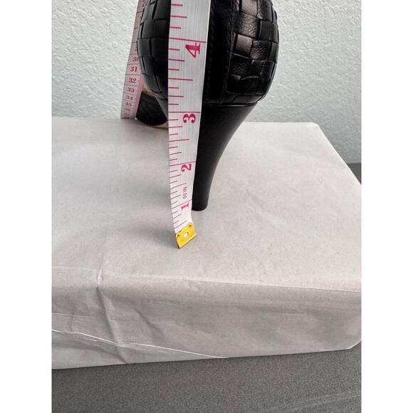 ANTONIO MELANI Black Woven Texture Ankle Strap Pointed Toe D'Orsay Pumps - Picture 6 of 6